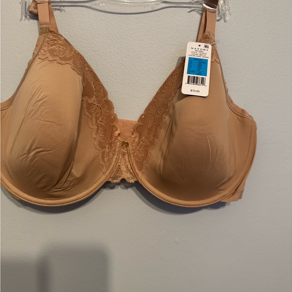 NWT - Natori Refined Underwire Contour - Lace Trimmed Bra Beige 36 DDD - Picture 4 of 6